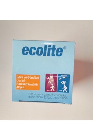 Ecolite Gece Gündüz Işık Ayarlı Sensörlü 9 Watt Led Ampul Sarı Iş