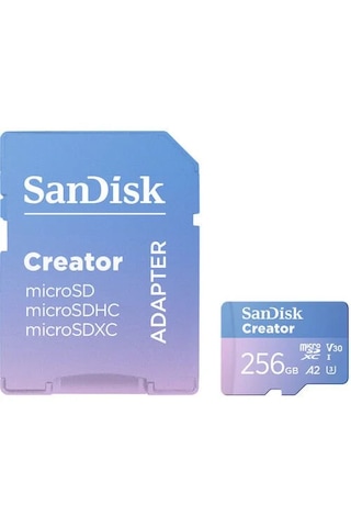 Sandisk Creator 256gb 190/130mb/s Microsdxc Uhs-ı A2 V30 Adaptörl