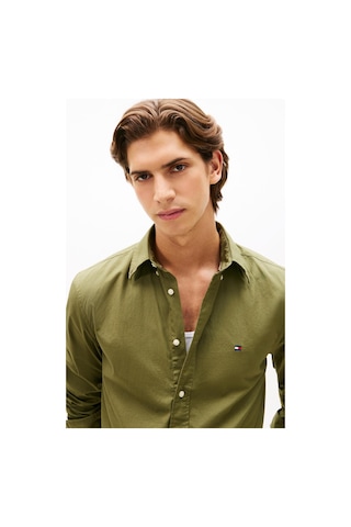 Tommy Hilfiger Erkek Flex Poplin Düz Renk Rf Yeşil Gömlek-13520 Yeşil