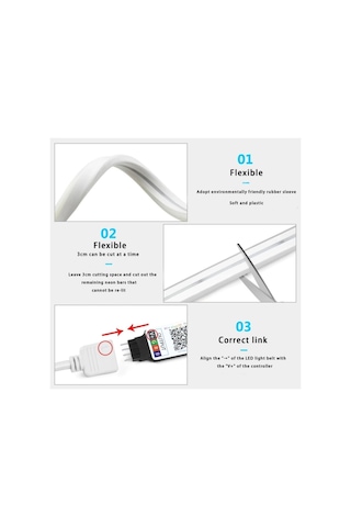 5 Metre 8 Renk Sese Duyarlı Renk Değiştiren Rgb Neon Led Şerit Işık Seti Sb-6561