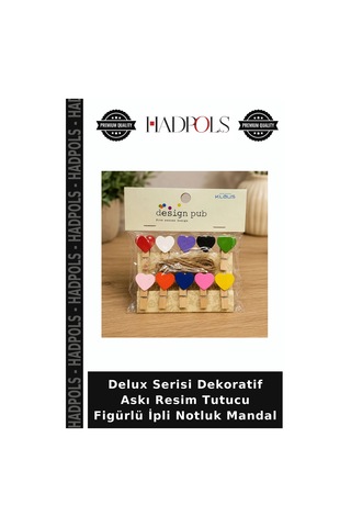Delux Serisi Dekoratif Askı Resim Tutucu Figürlü İpli Notluk Mandal Tek Ebat