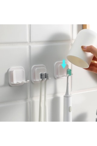 Diş Fırçası İçin 2 Adet Duvara Monte Kendinden Yapışkanlı Diş Fırçası Tutucu Diğer