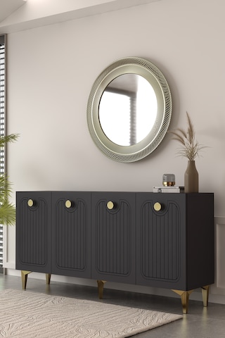 Aurelia Konsol Çok Amaçlı Dolap 150 Cm Antrasit - Altın