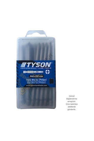 Kupa Tyson Vidalama Ucu Bits Uç - Ph2 Yıldız - 10 Cm. - 20 Adet