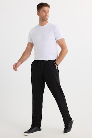 Tudors Erkek Standart Fit Normal Kesim Beli Bağcıklı Geniş Paça Siyah Pantolon-37578 Siyah