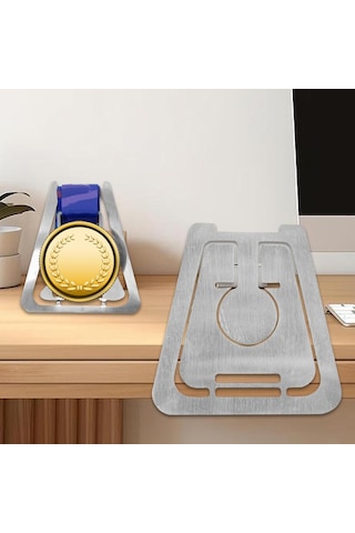 Homyl Madalya Standı Spor Kitaplık Madalyaları 12cmx11.5cmx7cm Gümüş