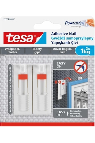 Yapışkanlı Askı - Çivi, İz Bırakmadan Sökülebilir, Duvar Ve Duvar Kağıdı İçin, 1 Kg X 2 Adet Diğer