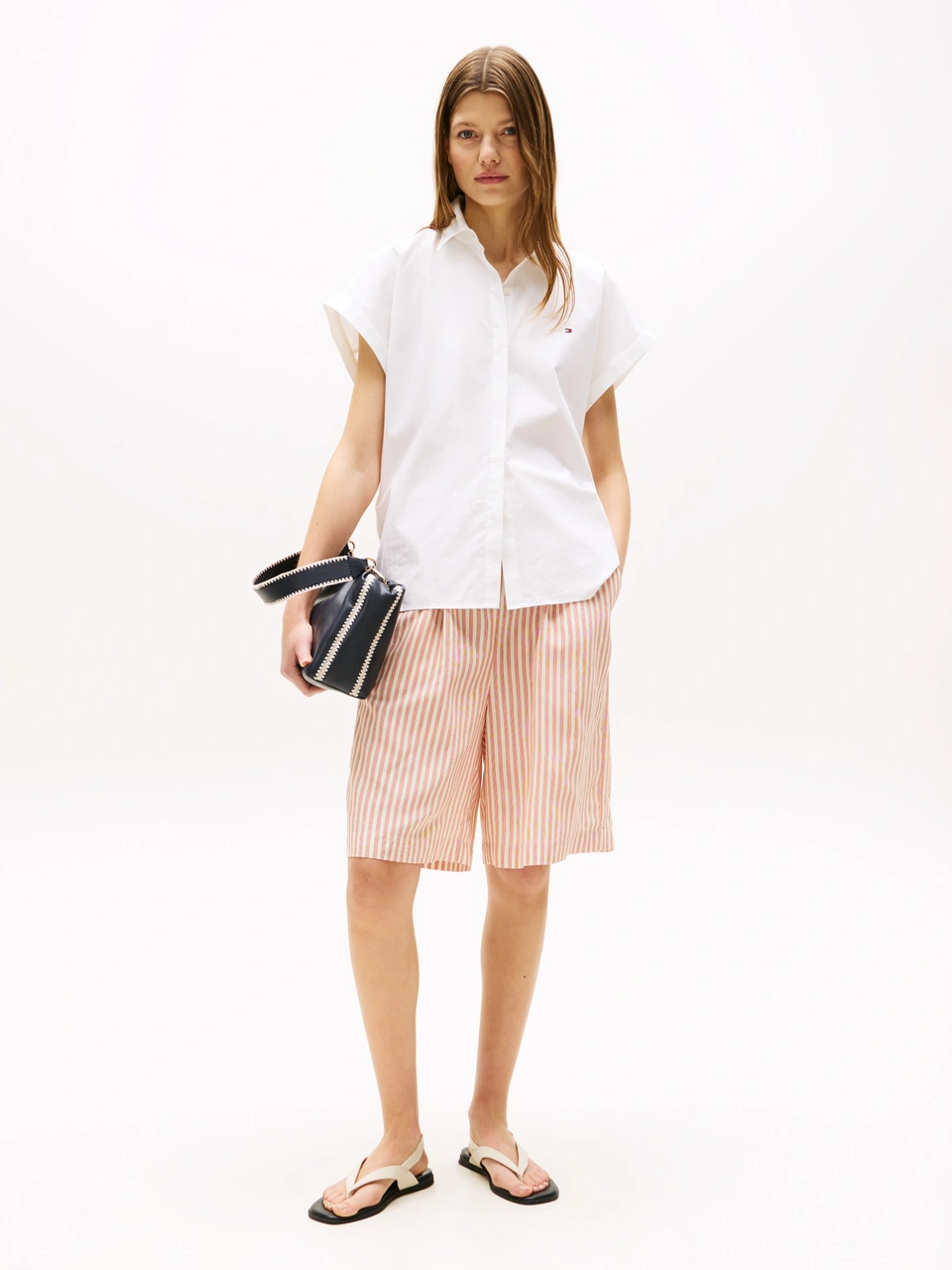 Tommy Hilfiger Poplın Sleeveless Relaxed Shırt Kadın Beyaz Gömlek - Ww0ww45897 Beyaz