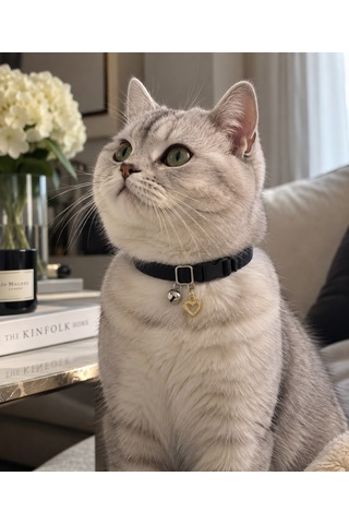 Zilli Kedi Tasması/charm Detaylı/ Yeşil Kırmızı Siyah