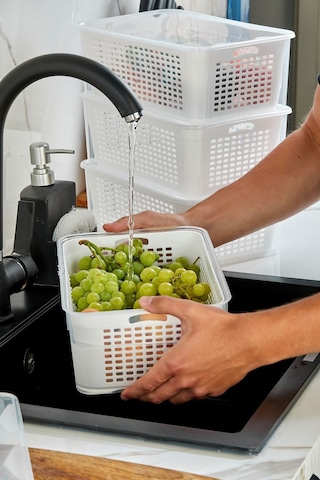 Süzgeçli Saklama Kabı Sızdırmaz Kapaklı 5 Lt - Beyaz Beyaz