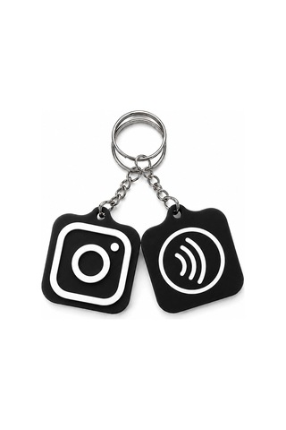 Sosyal Medya İkonlu Kişiselleştirilebilir Nfc Anahtarlık Siyah