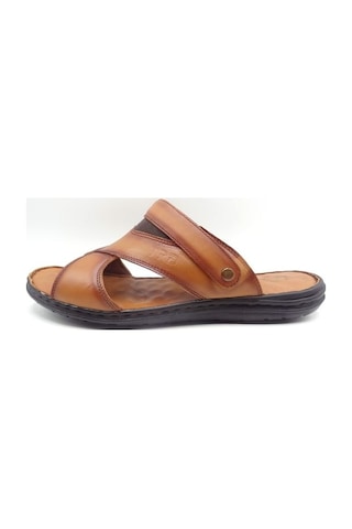 Büyük Numara Terlik - Büyük No Sandalet Trd175 Taba Siyah