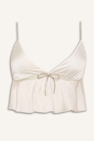 Defacto Regular Fıt Saten Ecru Pijama Üst G1175ax26sper77 Ekru-er77