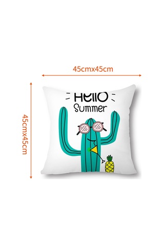 Reedark Tropikal Kaktüs Desenli Pamuk Kumaş Yastık Kılıfı - 45x45 Cm Kanepe Ve Yatak İçin Diğer