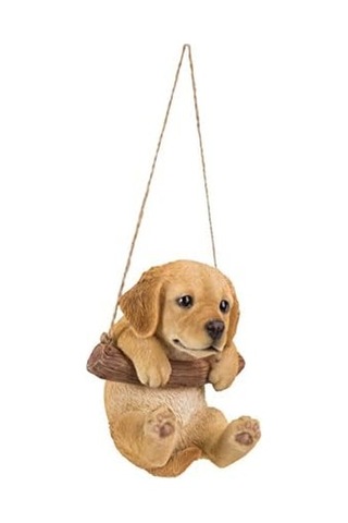Hi-line Gift Ltd Hi Line 87704-ı Asılı Golden Retriever Köpek Yavrusu Dış Mekan Heykelcik, Taba Kahverengi