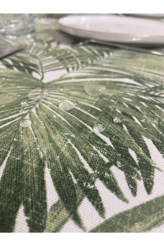 Sıvı Geçirmez Dertsiz Masa Örtüsü Yeşil Bambu Desenli