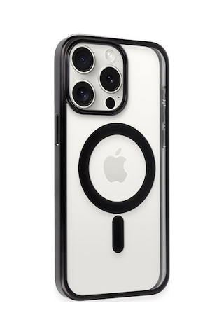 Apple iPhone Uyumlu- 15 Pro Kılıf Erozi Magsafe Kapak - Siyah
