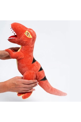 İthal Soft Kumaş Xl Boy Dinozor Tyrannosaurus T-rex Figür Peluş Oyuncak Uyku & Oyun Arkadaşı 55 Cm. Turuncu