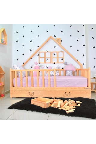 Markaawm Markaawm Montessori Çocuk Yatak Yavrulu 90X190 Karyola Ağacı Akçaağaç