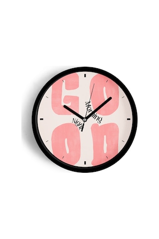 Modern Yazılı Tasarım - '' Good Morning - Günaydın'' Duvar Saati - 30cm - Önü Camlı Siyah Kasa-jh0656 Siyah