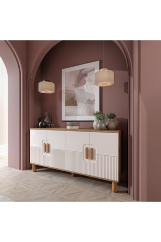 Dorin Bohem Konsol 4 Kapaklı Mdf Mebran Kapak 160 Cm Modern Salon Konsolu Aytaşı Ceviz Ceviz - Aytaşı