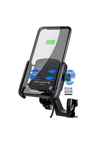 Suporte M8 Usb 3.0 Gidon ve Ayna Bağlantılı 3.5 - 7.Ö İnç Motosiklet Telefon Tutucu