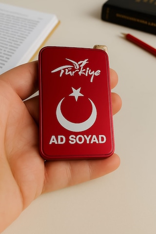 Hediye Çakmak Kişiye Özel İsim Yazılı Ve Mdf Tasarım Kutulu No:1003 Kırmızı