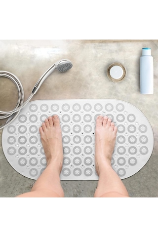 Dln Shop 2 Adet Bath Math Banyo & Duş Kaydırmazı Beyaz Renk Masajlı Model Banyo Paspas V-142 Beyaz