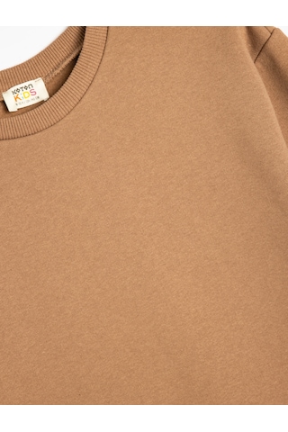 Koton Basic Sweatshirt Uzun Kollu Bisiklet Yaka Kahverengi 5wkb10071tk Kahve