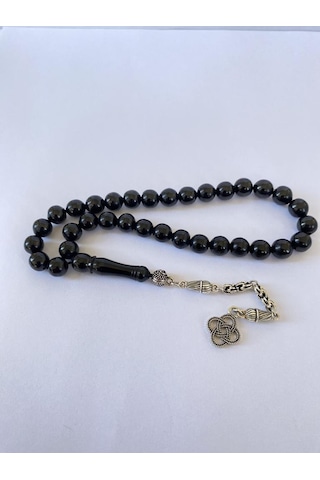 Tesbih Tsbh0275hk 925 Ayar Gümüş Püsküllü Küre Kesim Erzurum Oltu Taşı Tesbih