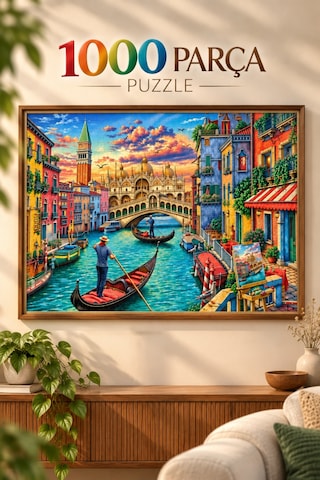 1000 Parça Venedik Sokaları Puzzle 48 X 68 Cm Yüksek Baskı Kaliteli Eğlenceli Puzzle