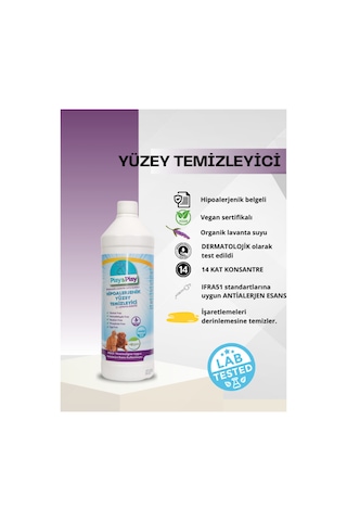 Bezos Pısy & Pısy Antialerjen Lavanta Özlü Konsantre Hipoalerjenik Yüzey Temizleyici 1 L Nıda Tekli