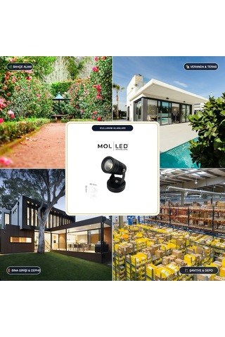 Molled Plato Serisi 10w Siyah Rozanslı Led Çim Armatürü Yeşil - Mol9054-1
