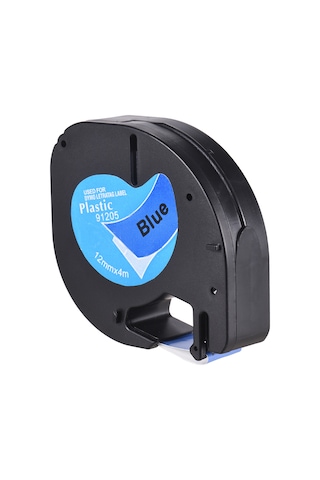 Tenfowee Dymo Lt-100h Uyumlu Manuel Etiket Bandı - 91205 Mavi, 12mm Genişlik, 4m Uzunluk, Plastik Materyal