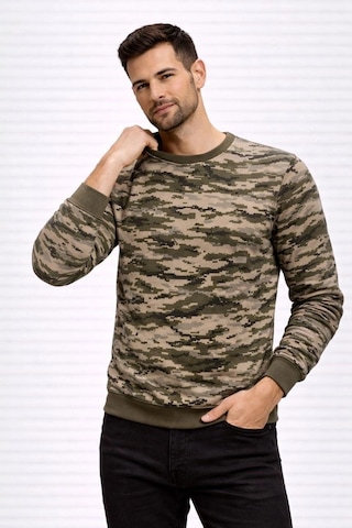 Novalisse Erkek Kamuflaj Desenli 2 İplik 4 Mevsim Uzun Kollu Bisiklet Yaka Sweatshirt - Kamuflaj Çoklu Renk