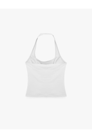 Koton Toka Detaylı Slim Fit Kolsuz Halter Yaka Bluz Ekru 6sal30306ık