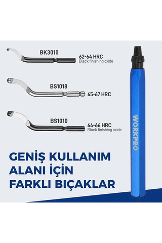 Workpro Wp309010 Profesyonel Çapak Temizleme Kalemi + 3 Parça Bıçak