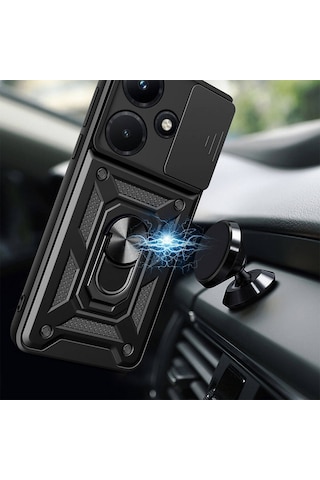 İnfinix Hot 30i İle Uyumlu Kılıf Magnetik Standlı Kamera Korumalı Sürgülü Kapak