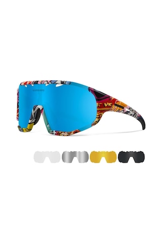 Queshark Polarize Anti-Uv Outdoor 5 Lens Ultra Hafif Spor Gözlük