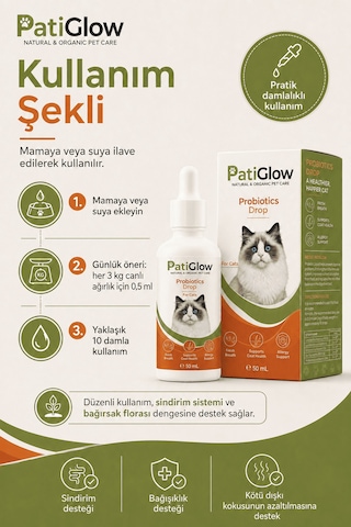 Patiglow Kedi Probiyotik Damla