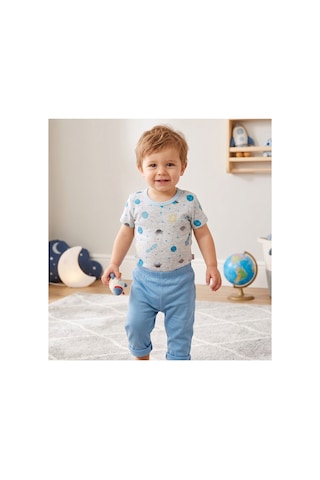 Mother Love %100 Organik Pamuk 2'li Kısa Kol Body 0-36 Ay Mavi