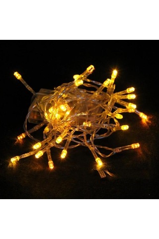 CajuArt Dekoratif 10 Metre Günışığı Sarı Renk Pilli Şeffaf İp Led Lamba