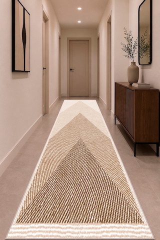 Geometrik Dijital Baskılı Yıkanabilir Kaymaz Taban Antre Hol Halısı Yolluk Modern Dekoratif Halı Kahverengi