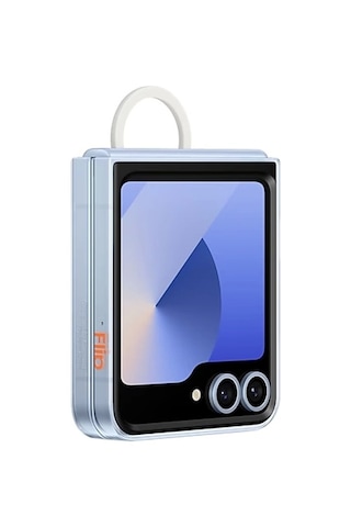 Samsung Galaxy Uyumlu Z Flip 6 Yüzüklü Şeffaf Kılıf Şeffaf
