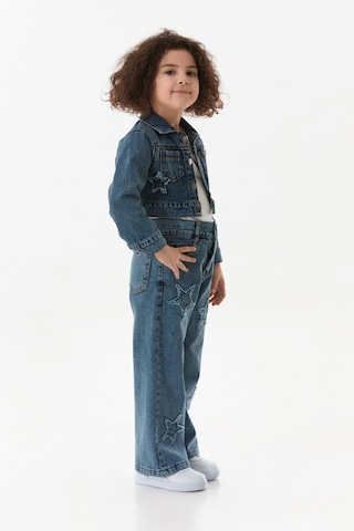 Fullamoda Yıldız Nakışlı Kız Çocuk Crop Kot Ceket 25mcck3664217547-mavi Mavi