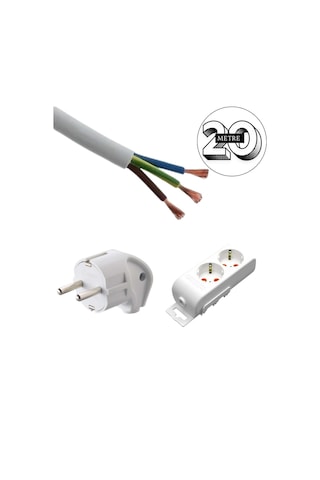 Acaroğlu - 20 Metre 3x2,5mm² Ttr Kablo İkili Uzatma Grup Priz 20 M