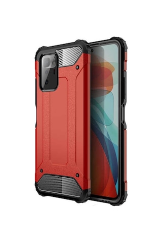 Noktaks - Xiaomi Uyumlu Xiaomi Poco X3 Gt - Kılıf Çift Katman Zırh Tank Crash Military Kapak - Kırmızı