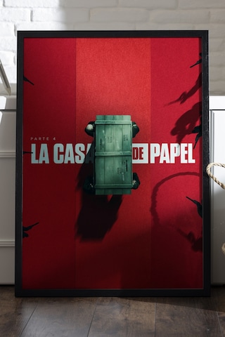 La Casa De Papel Siyah Ahşap Çerçeveli Poster, Dizi Duvar Tablosu