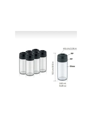 Kapris 00101Cam Baharatlık Seti 245 ML 6'lı Siyah