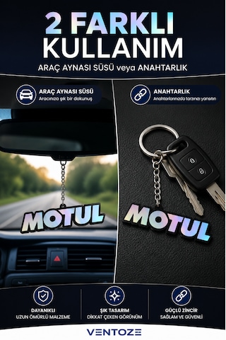 Motul Araç Ayna Süsü Holografik Dekoratif Oto Aksesuar Anahtarlık 10 Cm Çok Renkli